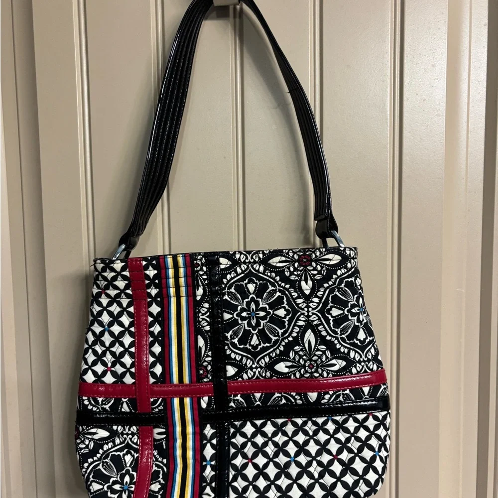 Vera Bradley Black and Red Patterned Shoulder Bag - Picture 3 of 4
